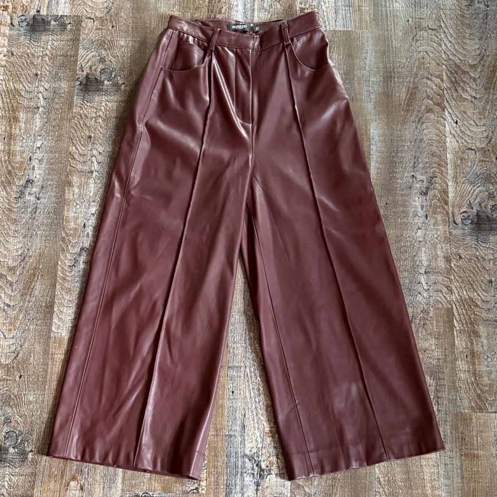 SOAKED in Luxury | Patrice Faux Leather- Wide Leg Crop Pants